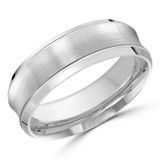 7 MM Satin Finish with High Polish Grooves and Edges Modern Mens Wedding Band in White Gold (MDVB0750)