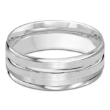 8 MM Modern Mens Wedding Band in White Gold (MDVB0753)