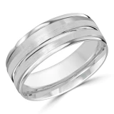 8 MM Modern Mens Wedding Band in White Gold (MDVB0753)
