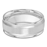 8 MM Modern Mens Wedding Band in White Gold (MDVB0754)