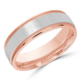 8 MM Satin Finish with High Polish Edges Modern Mens Wedding Band in White Gold (MDVB0760)