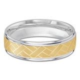 6 MM Satin Finish High Polish Modern Mens Wedding Band in Two-Tone White & Yellow Gold (MDVB0762)