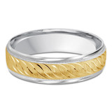 6 MM Modern Mens Wedding Band in Two-Tone White & Yellow Gold (MDVB0765)