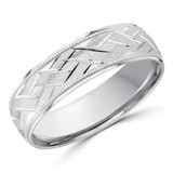 6 MM Modern Mens Wedding Band in White Gold (MDVB0772)