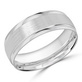 7 MM Satin Finish with High Polish Edges Modern Mens Wedding Band in White Gold (MDVB0775)