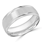 7 MM Modern Mens Wedding Band in White Gold (MDVB0775)