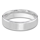 6 MM Satin Finish High Polish Modern Mens Wedding Band in White Gold (MDVB0777)