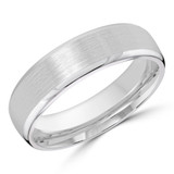 6 MM Satin Finish High Polish Modern Mens Wedding Band in White Gold (MDVB0777)
