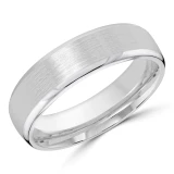 6 MM Modern Mens Wedding Band in White Gold (MDVB0777)