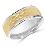 8 MM Modern Mens Wedding Band in Two-Tone White & Yellow Gold (MDVB0783)