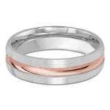 6 MM Modern Mens Wedding Band in Two-Tone White & Rose Gold (MDVB0785)