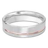6 MM Modern Mens Wedding Band in Two-Tone White & Rose Gold (MDVB0789)
