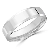 6 MM Modern Mens Wedding Band in White Gold (MDVB0791)