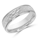 6 MM Milgrained with High Polish Edges Modern Mens Wedding Band in White Gold (MDVB0792)
