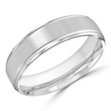 6 MM Satin Finish with High Polish Edges Modern Mens Wedding Band in White Gold (MDVB0793)