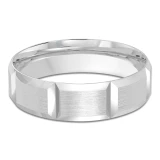 6 MM Modern Mens Wedding Band in White Gold (MDVB0797)