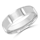 6 MM Modern Mens Wedding Band in White Gold (MDVB0797)