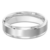 6 MM Satin Finish High Polish Modern Mens Wedding Band in White Gold (MDVB0798)