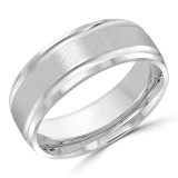8 MM Modern Mens Wedding Band in White Gold (MDVB0802)