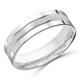 6 MM Modern Mens Wedding Band in White Gold (MDVB0803)