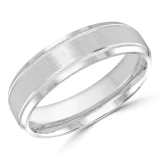 6 MM Modern Mens Wedding Band in White Gold (MDVB0804)
