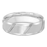6 MM Modern Mens Wedding Band in White Gold (MDVB0805)