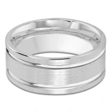 8 MM Modern Mens Wedding Band in White Gold (MDVB0806)