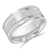 8 MM Modern Mens Wedding Band in White Gold (MDVB0806)