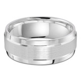 8 MM Satin Finish with High Polish Edges Modern Mens Wedding Band in White Gold (MDVB0807)