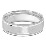 6 MM Satin Finish High Polish Modern Mens Wedding Band in White Gold (MDVB0812)