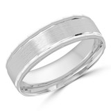 6 MM Satin Finish High Polish Modern Mens Wedding Band in White Gold (MDVB0812)