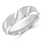 6 MM Modern Mens Wedding Band in White Gold (MDVB0817)