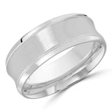 8 MM Modern Mens Wedding Band in White Gold (MDVB0819)