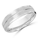 6 MM Satin Finish with High Polish Edges Modern Mens Wedding Band in White Gold (MDVB0821)