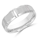 6 MM Modern Mens Wedding Band in White Gold (MDVB0823)