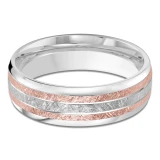 7 MM Modern Mens Wedding Band in Two-Tone White & Rose Gold (MDVB0825)