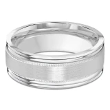 8 MM Modern Mens Wedding Band in White Gold (MDVB0827)