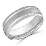 7 MM Modern Mens Wedding Band in White Gold (MDVB0828)