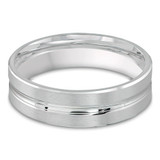 6 MM Satin Finish with High Polish Edges Modern Mens Wedding Band in White Gold (MDVB0829)