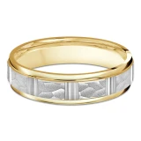 6 MM Modern Mens Wedding Band in Two-Tone Yellow & White Gold (MDVB0833)