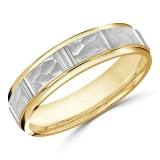 6 MM Modern Mens Wedding Band in Two-Tone Yellow & White Gold (MDVB0833)