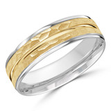 7 MM High Polish Modern Mens Wedding Band in Two-Tone White & Yellow Gold (MDVB0836)