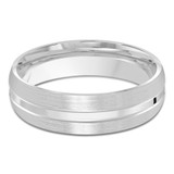 6 MM Satin Finish High Polish Modern Mens Wedding Band in White Gold (MDVB0838)