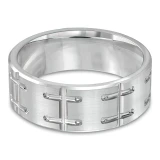 8 MM Modern Mens Wedding Band in White Gold (MDVB0839)