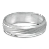6 MM Modern Mens Wedding Band in White Gold (MDVB0843)