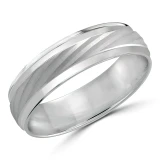 6 MM Modern Mens Wedding Band in White Gold (MDVB0843)