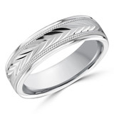 6 MM Modern Mens Wedding Band in White Gold (MDVB0850)