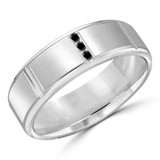 7 MM Black Diamond Mens Wedding Band in White Gold (MDVB0859)