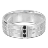 7 MM Black Diamond Mens Wedding Band in White Gold (MDVB0929)