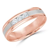 6 MM Diamond Mens Wedding Band in Rose Gold (MDVB0939)